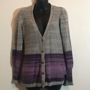 Purple and Gray Button Sweater Size Medium